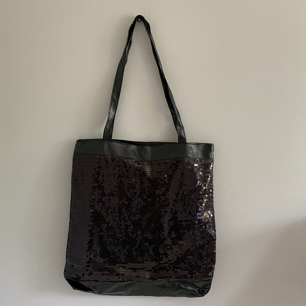 Black Sequin Tote Bag
